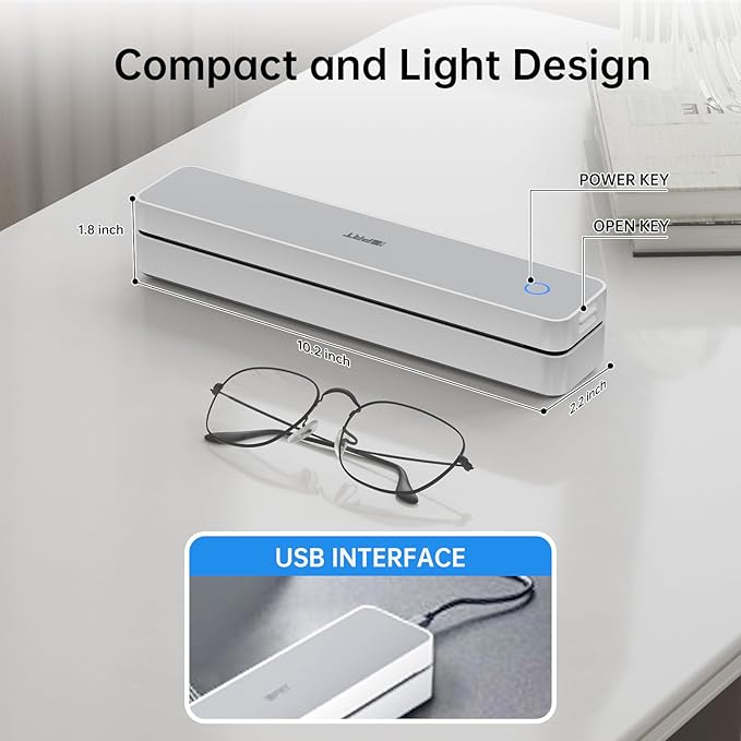 iDPRT Portable Printers Wireless for Travel, Mobile Bluetooth Thermal Printer for Home, Office, Supports 8.5" x 11" US Letter, A4 A5, Compatible with iOS, Android, Laptop, Long(White)