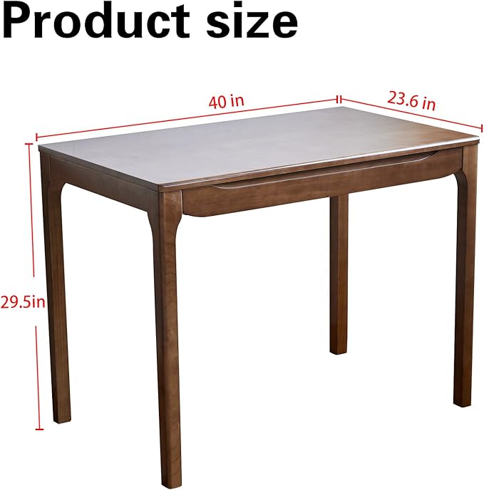 40"x24" Solid Wood Desk with Drawers, Wood Writing Desk for Small Spaces, Home Office Desks for Work, Gaming Study PC Desk for Bedroom, Student Computer Desks (Brown, 40 inch)