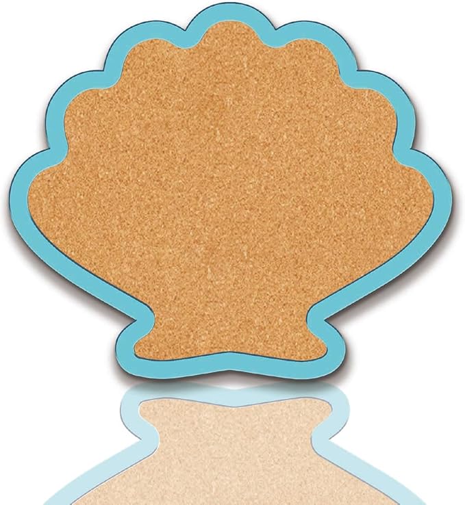 CRASPIRE Shell Pin Display Cork Board 9.8 X 8.5 Inch Wall Mounted Blue Frame Bulletin Boards Badge Wooden Decorative Memory Memo Brooch Lapel Pins Holder Storage for Home Office Bedroom Decoration