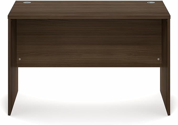 Furinno Roger Computer Desk, 47 Inch Rectangular Executive Desk with Modesty Panel, Home Office Desk with Thick Tabletop, Desk Cord Grommet, Scratchproof, for Home Study, Office, Modern Walnut