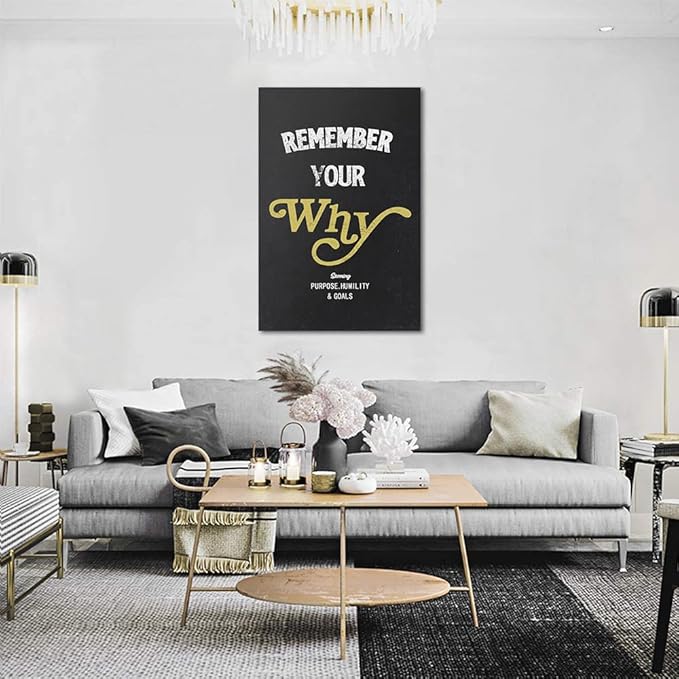 Yatsen Bridge Remember Your Why-Inspirational Office Quotes Wall Art Purpose Humility & Goals Verbs Artwork Easy to Hang-28x44 inches