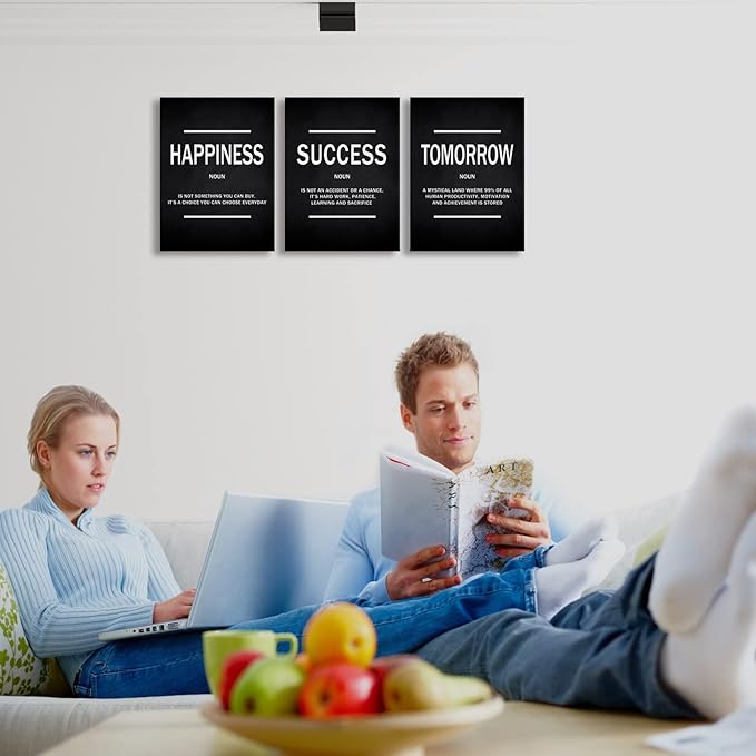 KAWAHONE Success Quotes Wall Art, Motivational Entrepreneur Tomorrow Poster Inspirational Happiness Wall Hanging Picture Decor for Home Office Workplace Gift for Business Leadership Men Women Ready to