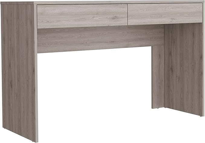 Computer Desk with Two Drawers Writing, Light Gray