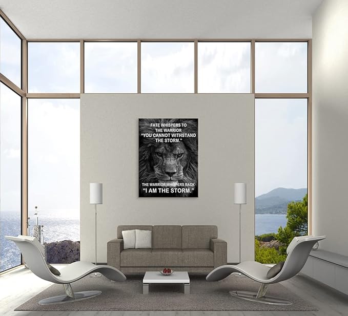 Inspirational Canvas Wall Art Motivational Entrepreneur Quotes Lion Poster Print Animal Picture Office Wall Decor for Living Room Bedroom Gym Decoration Framed Ready to Hang[30″W X 40″H]