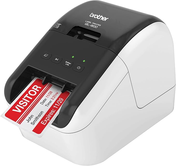 Brother QL-800 Professional Label Printer - Wired USB Connectivity - Black and Red Printing, 2.4" Wide, 300 x 300 dpi, 93 Labels Per Minute, Automatic Cutter, Includes 1 Roll of 400 Address Labels