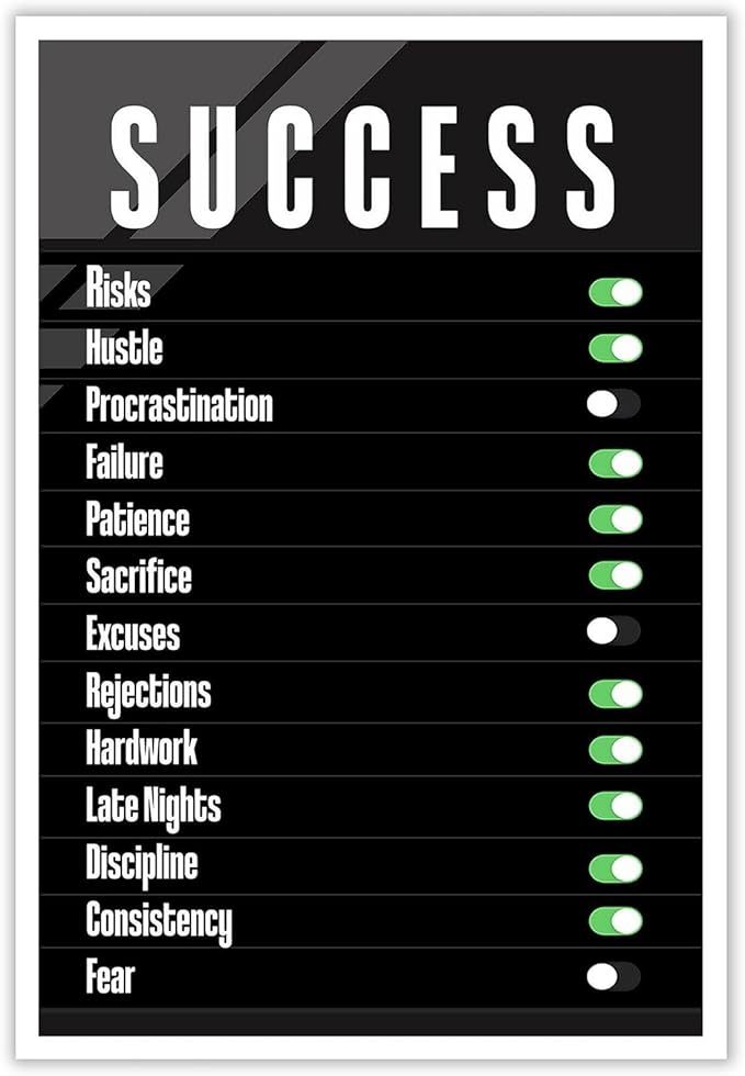 Trendy Success Settings Wall Art Motivational Quotes Inspirational Canvas Poster Large Motto Modern Encouraging Sign Prints Painting For Office Living Room Wall Decor 24x36in Unframed