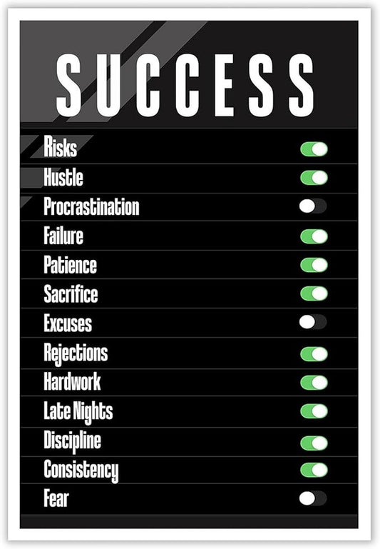Trendy Success Settings Wall Art Motivational Quotes Inspirational Canvas Poster Large Motto Modern Encouraging Sign Prints Painting For Office Living Room Wall Decor 8x12in Unframed