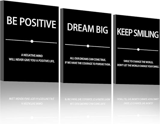 Halioyo Motivational Wall Art, 12 x 16 Inch Inspirational Canvas Wall Art for Office, Positive Affirmations Picture Paintings for Living Room Bedroom Classroom Dorm - 3pieces