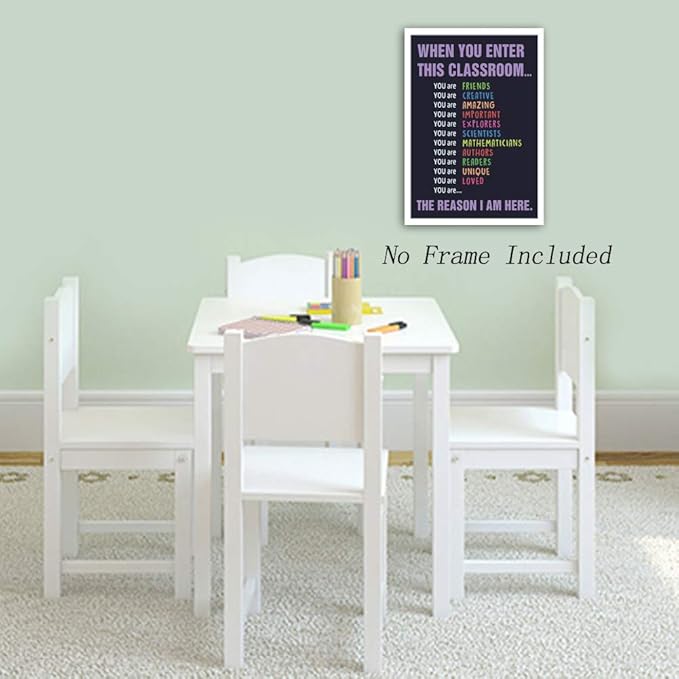 CHDITB Unframed Classroom Art Print Classroom Rules Colorful Learning Lettering Painting, Set of 1（12" x16 ） Inspirational Educational Supplies Canvas Poster for Classroom Kids Room School Decor