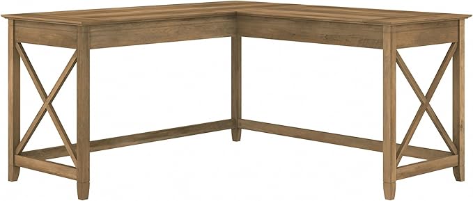 Bush Home Key West 60W Modern Farmhouse L Shaped Desk in Reclaimed Pine, 60-Inch Corner Computer Table for Home Office Workspace