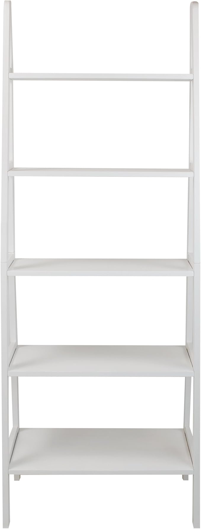 Casual Home 100% Solid Wood 5-Shelf Ladder Bookcase, Standard, 72"H, White