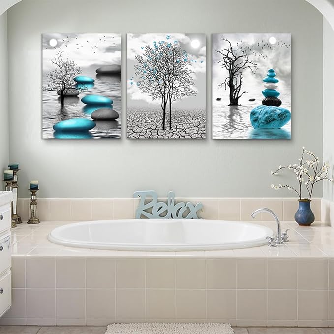 Lapremoly Wall Decor For Living Room Canvas Wall Art For Bedroom Office Decoration Black And White Wall Paintings Inspirational Abstract Blue Pictures Canvas Prints Frame Artwork Home Decor 16x24
