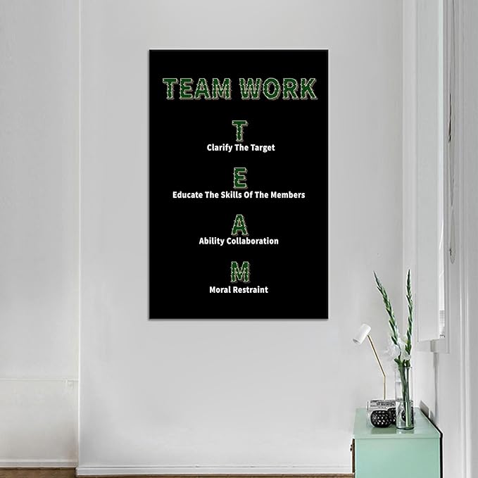 Inspirational Poster Print Canvas Wall Art Home Decor Team Work Motivational Quotes Picture Painting Artwork for Living Room Workplace School Wall Decoration Stretched and Framed [24''Wx36''H]