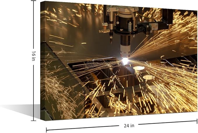 Framed Wall Art Prints Plasma Cutting Pictures Canvas Prints Art Work for Walls Multi-panels Wall Art Metalwork Industry Machine Canvas Art Wall Decor for Bedroom Living Room, 16" x24"