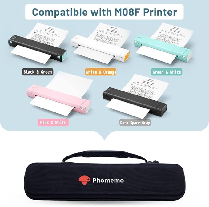 Phomemo Case, Compatible with M08F/D810/P831/TP81 Letter & A4 Portable Printer, for Itari A886, TATTMUSE A887 Mobile Travel Printer Storage Holder Paper & USB Cable(Box Only)