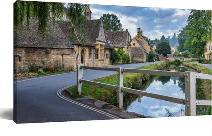 Lower Cotswolds Canvas Wall Art Large Framed Prints Pictures Wall Decor Posters Painting Artwork for Living Room Bedroom Kitchen Bathroom 24x47
