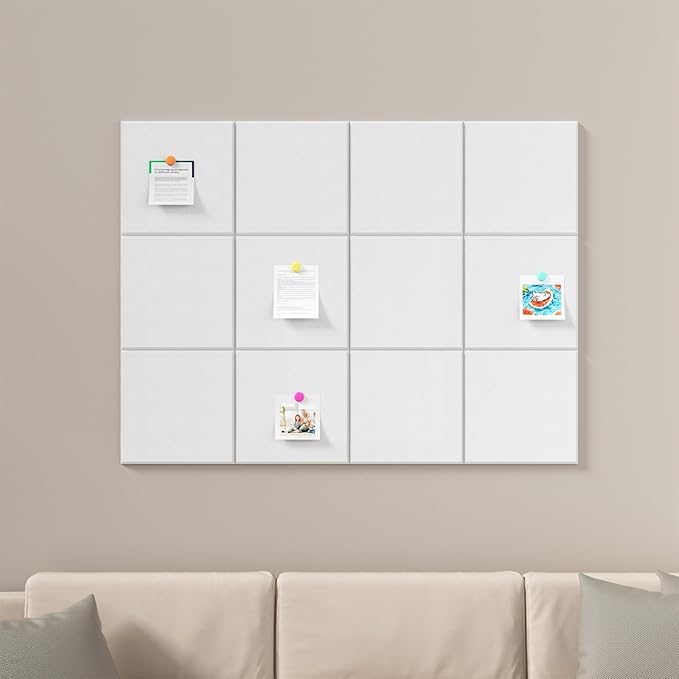 Large Cork Boards for Walls – 48" x 36" Self Adhesive Felt Wall Tiles, Ideal for Office Wall Organizing Bulletin Board, Easy to Install Cork Boards Felt Board