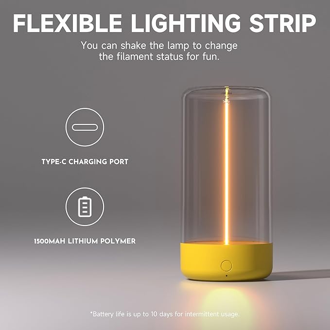 AUGE LIGHT Mini Minimalist Table Lamp Cordless Lamp Rechargeable Table Lamp Portable Nightstand Lamps Desk Lamps for Home Office Unique Ambient Light Mood Lighting for Desk Decor Beside(Yellow)