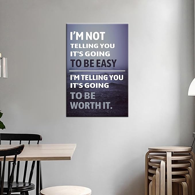 PSYYSP Motivational Wall Art Inspirational Poster Inspiring Canvas Painting Prints Artwork for Office Living Room Modern Home Decor Picture Stretched and Framed Ready to Hang [12''Wx18''H]