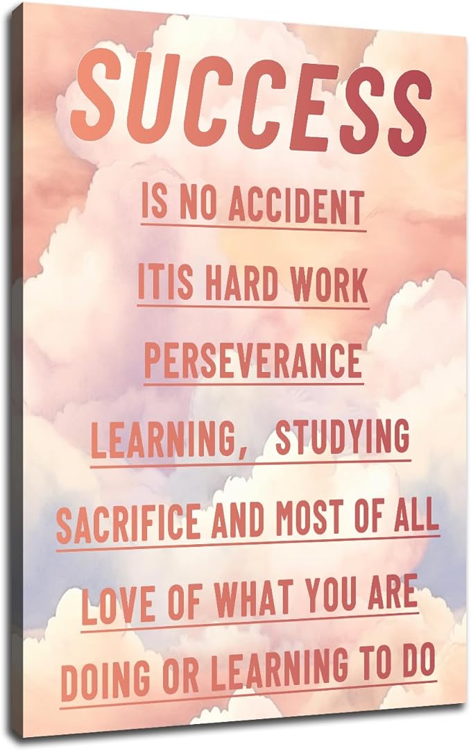 Inspirational Canvas Poster Wall Art Decor Success Motivational Quotes Picture Print Positive Energy Wall Artwork for Modern Home Living Room Office Gym Stretched and Framed [24''Wx36''H]