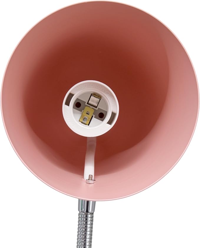Simple Designs LD1075-BPK 15.28" Sleek Essentials Minimalist Metal Desk Task Lamp, for Office, Desk, Nightstand, Dorm, Pink