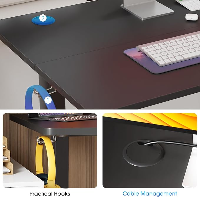 PayLessHere Electric Standing Desk 40x24 Inch Height Adjustable Desk Large Space Office Computer Desk with Headphone Holder 2 Memory Function for Home Office,Black