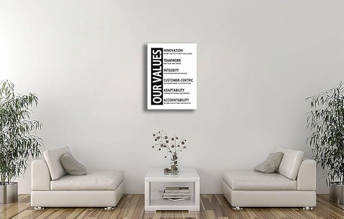 Inspirational Posters Office Wall Decor Motivational Wall Art Prints on Canvas Inspiring Quotes Our Values Painting Pictures Wooden Artwork Decor for Living Room Company Home Framed[30''W x 40''H]