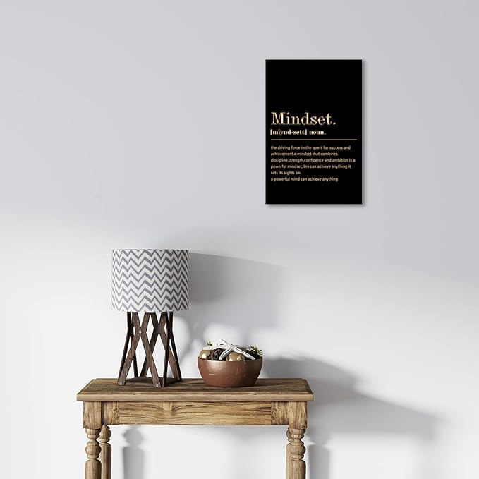 BWSPACE Mindset is Everything Wall Art Office Decor Motivational Quotes Canvas Wall Art Prints Entrepreneur Bundle Set 1 Pieces Inspirational Wall Art Decorations for Home, 12x18 inches