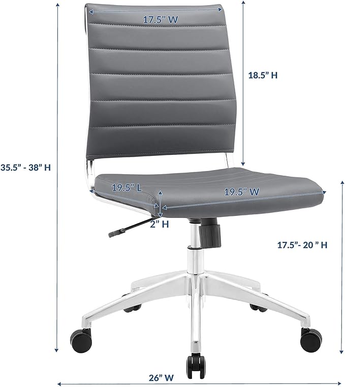 Modway Jive Ribbed Armless Mid Back Swivel Conference Chair In Gray