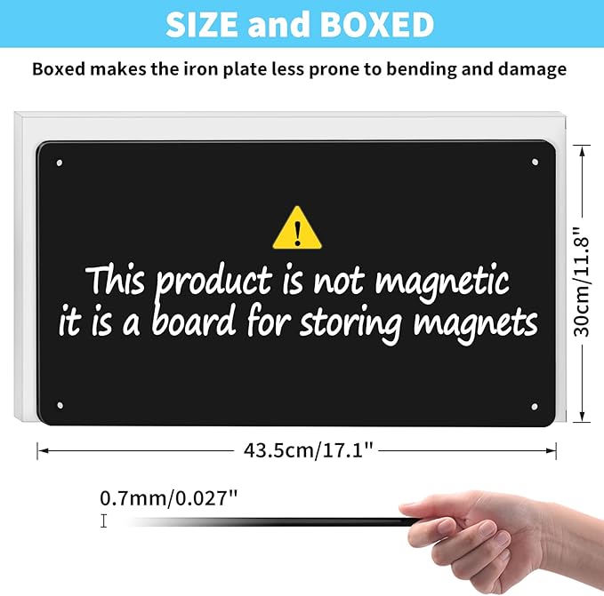 17.7" x 11.8" 2 Pack Black Metal Magnetic Board - Magnet Bulletin Board to Display Magnetic Letters Numbers Animal, Poetry, Spice Jars, Notes, Photos, Suitable for Wall, Refrigerator, Cubicle