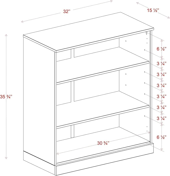 Palace Imports Solid Wood Bookshelf - 3 Shelf Bookcase - 36" Short Storage Cabinet 32” Wide - Off White, Wooden Open Book Shelf w/Adjustable Shelves, 100% Eco-Friendly Wood, Modular Bookcase Units