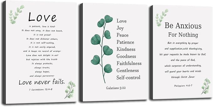 Inspirational Wall Art Be Anxious for Nothing Canvas Office Decor Inspiring Christian Poster Framed Prints Love is Patient Love is Kind Motivational Quotes for Wall Art Decor[60''Wx 28''H]