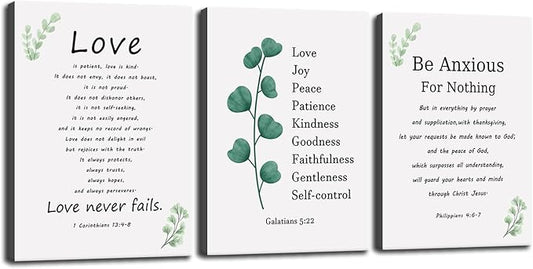 Inspirational Wall Art Be Anxious for Nothing Canvas Office Decor Inspiring Christian Poster Framed Prints Love is Patient Love is Kind Motivational Quotes for Wall Art Decor[60''Wx 28''H]