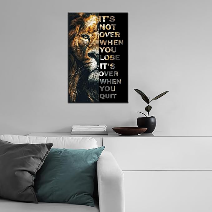 Inspirational Wall Art for Office Quotes Theme Wall Decor for Animal Leopard Motivational Canvas Prints Framed Wall Art for Bathrooms Modern Home Decor Artwork Framed Stretched [12''W x 18''H]