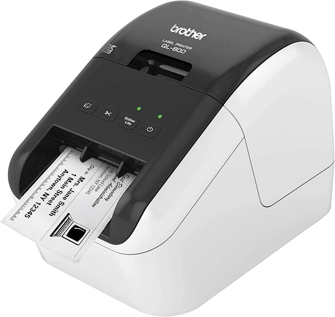 Brother QL-800 High-Speed Professional Label Printer with Black and Red Printing - USB Connectivity, 2.4" Wide, 300 x 300 dpi, 93 Labels Per Minute, Automatic Cutter, Postage and Barcode Printer