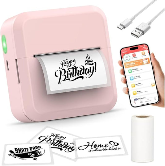 HuiJuKeJi Label Maker Machine with 50 * 30mm Tape, S2 Portable Bluetooth Mini Label Printer Maker with Personalize Templates, Inkless Thermal Sticker Printer for Home/Office/Business/Organization