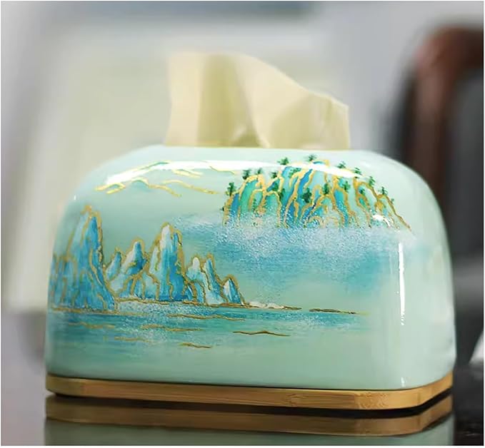 Stylish Tissue Box Ceramics Tissue Box FashionTissue Organizer and Durable Tissue Box for Bathroom Vanity Desks Offices Bedroom Home Table Modern Tissue Box (Color : Natural, Size : C) (Natural E)