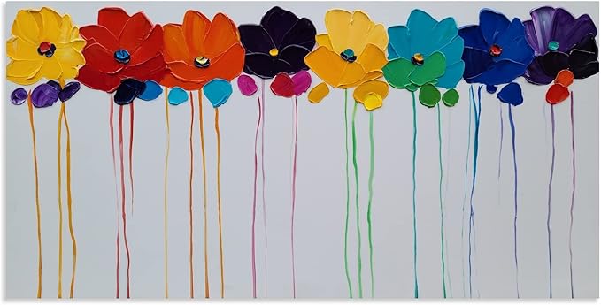 YHSKY ARTS Exquisite Handcrafted Chromatic Floral Oil Painting: A Masterpiece of Botanical Artistry for Interior Aesthetics