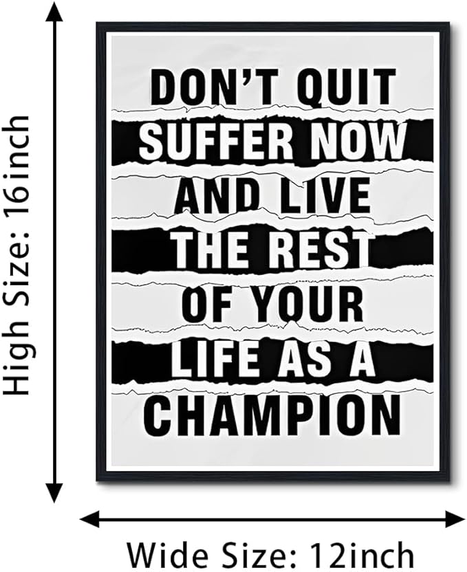 Inspirational Framed Wall Art Black and White Text Motivational Posters Wall Decor Canvas Print Artwork Suitable for Office Classroom Living Room Decor Ready to Hang 12X16inch
