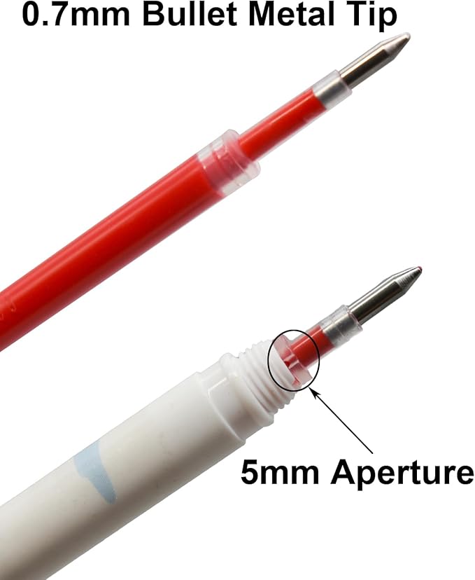 Maydahui 50 Pcs Red Gel Pen Refills with 5 mm Aperture 5.12 inch/13 cm Smooth Writing Pen Refills 0.7 mm Replacement Gel Ink Refills for Gel Rollerball Pens School Office Supplies(Red)