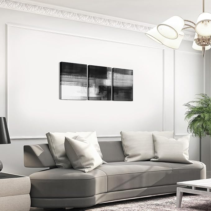 jejeloiu Gray Abstract Art 3 Piece Canvas Wall Art for Living Room Bedroom Modern Art Picture Wall Decor 12"x16"x3pcs Abstract Oil Painting Office Decorations Artwork Posters