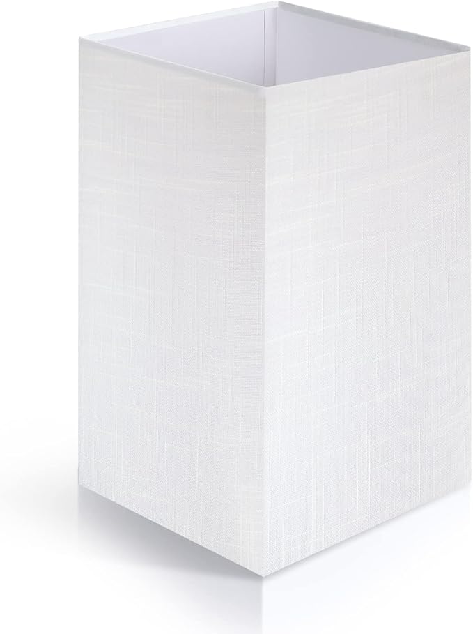 OUTON White Linen Texture Lamp Shade 14.25 x 8.5 x 8.5 inch for Shelf Floor Lamp
