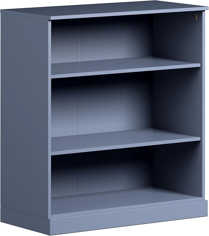 Palace Imports Solid Wood Bookcase - 3-Tier Bookshelf, 36" H x 32” W - Antique Blue, Modular Storage Display, Eco-Friendly Solid Wood, Made in Brazil