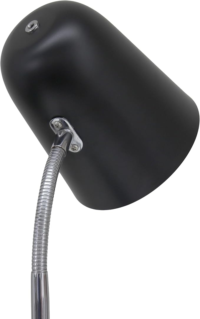 Simple Designs LD1075-BLK 15.28" Sleek Essentials Minimalist Metal Desk Task Lamp, for Office, Desk, Nightstand, Dorm, Black
