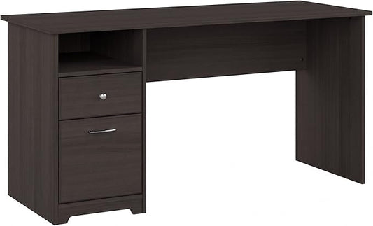 Bush Furniture Cabot 60W Office Desks for Home Office with Storage and Chrome Hardware, Elegant Computer Table with Drawers, Heather Gray