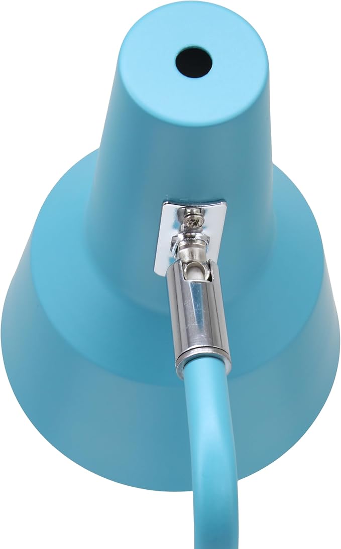 Simple Designs LD1078-CYN 15.2" Sleek Essentials Metal Cone Shade Desk Lamp with Adjustable Shade, for Office, Desk, Nightstand, Dorm, Cyan Blue