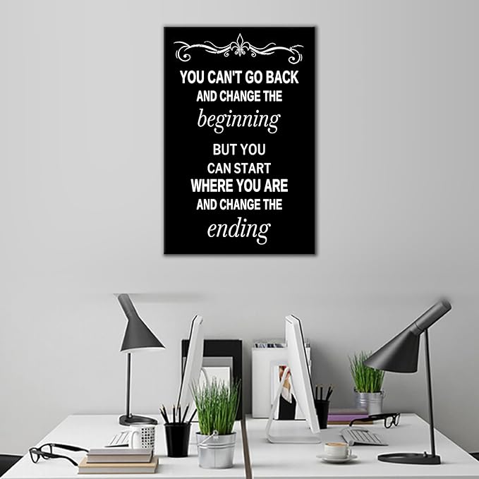 Inspirational Canvas Wall Art Poster Decor for Office Motivational Success Quotes Picture Painting Positive Artwork for Modern Home Bedroom Classroom Gym Stretched and Framed [12''Wx18''H]