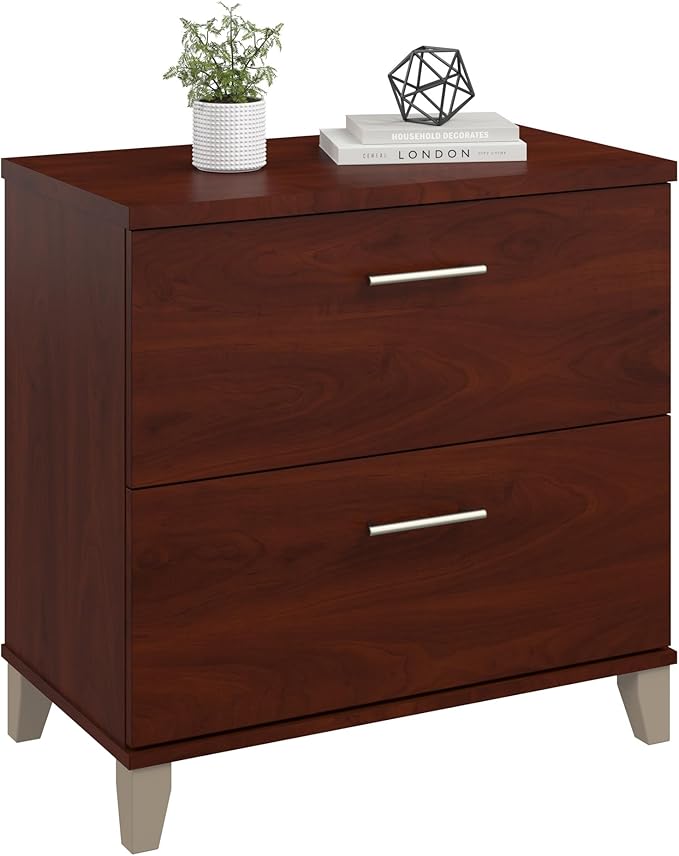 Bush Home 2 Drawer Lateral File Cabinet, Letter and Legal-Size Document Storage for Home or Professional Office, Somerset Collection, Hansen Cherry