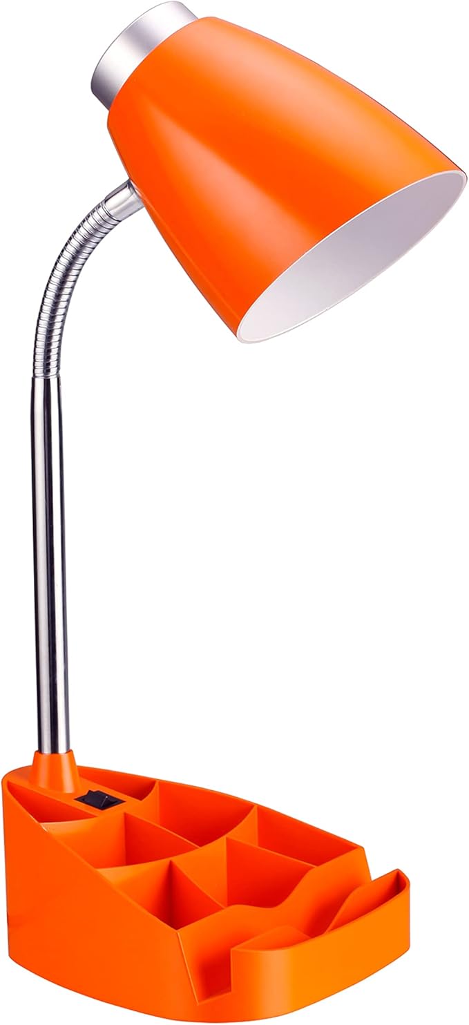 Simple Designs LD1002-ORG Gooseneck Organizer Desk Lamp with iPad Tablet Stand Book Holder, Orange (Pack of 6)