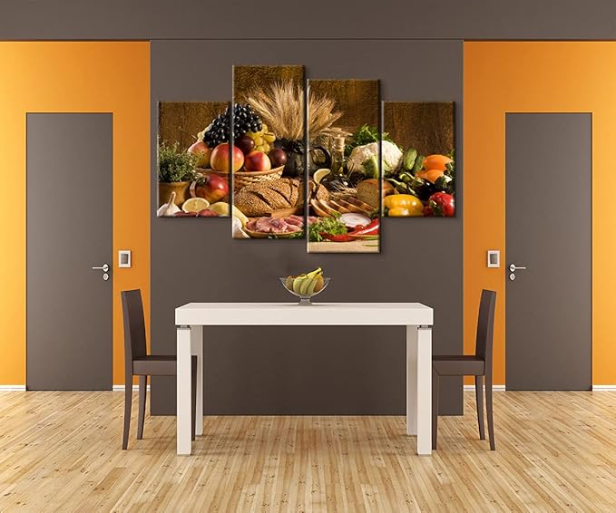 YOUHONG 4 Pieces Kitchen Wall Decor - Fruit Canvas Paintings for Dining Room - Food Wall Art (40''W x 24''H)